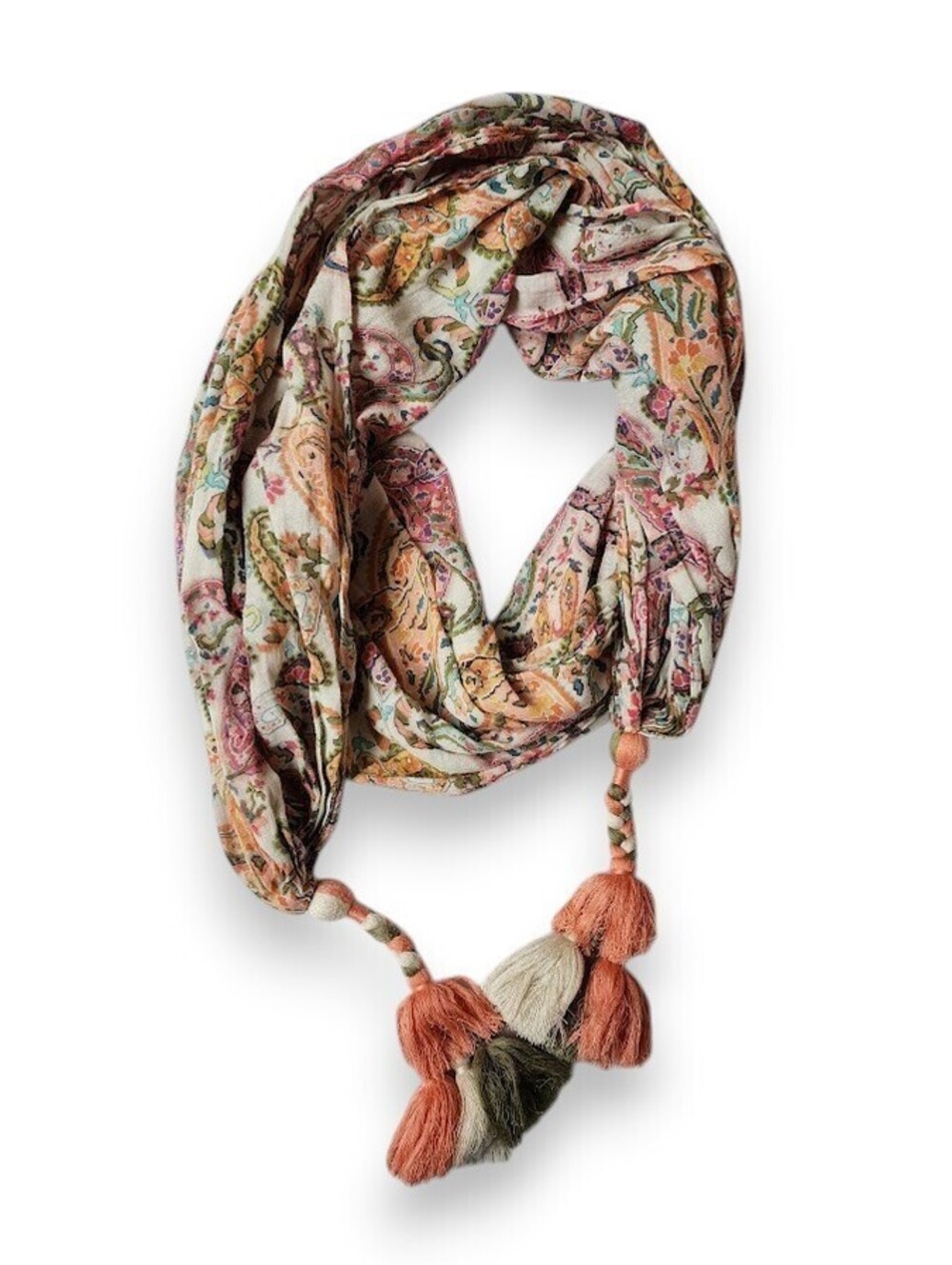 Tommy Bahama Paisley Scarf Tassels Viscose Blend Lightweight Beach 24" x 78"